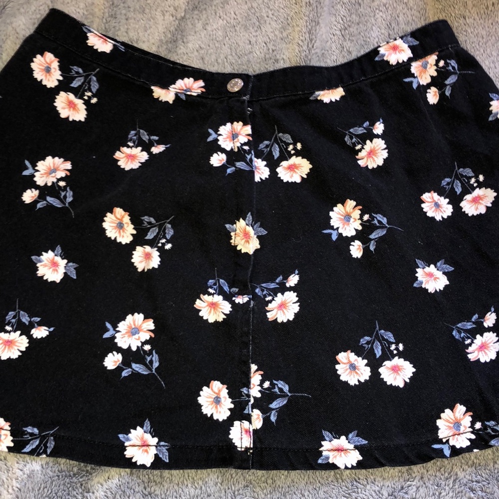 floral, black zipper skirt